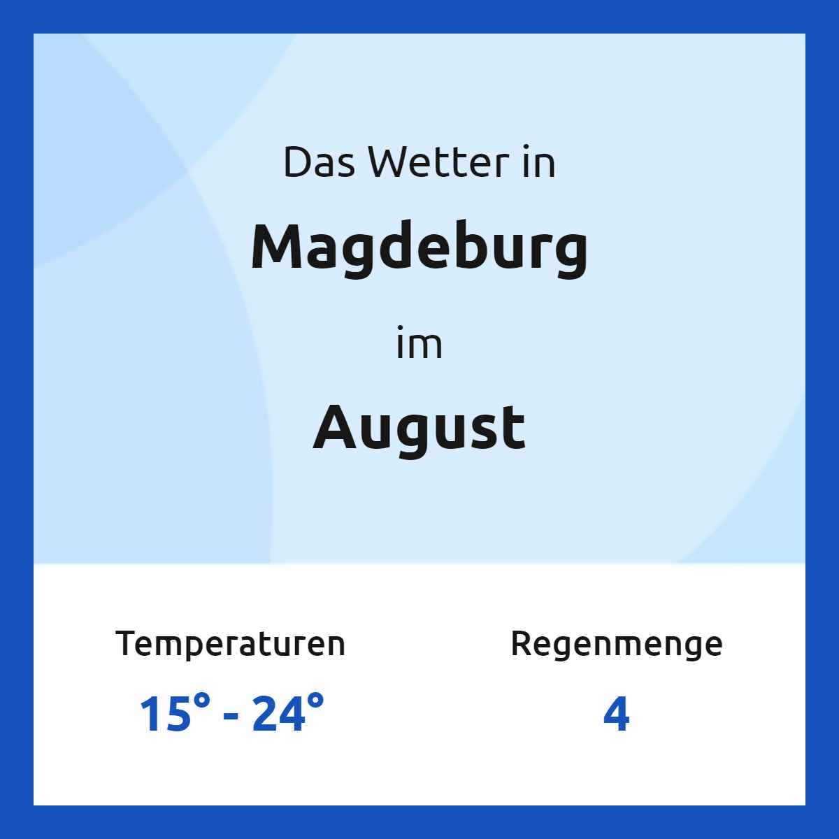 Das Wetter in Magdeburg im August Das Wetter in Magdeburg im August